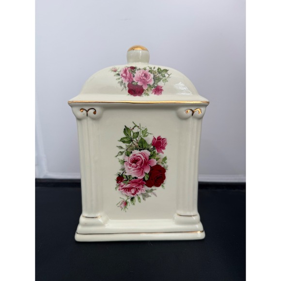 Vintage 80s Mantel Desk Porcelain Clock Baum Bros‎ French style rose Floral - Picture 2 of 10